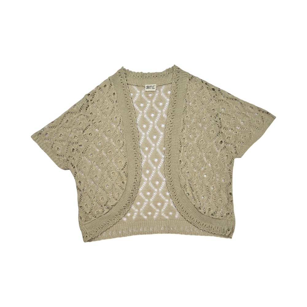 Vintage Y2K Sweet Kizz Open Knit Cardigan Bolero Shrug Short Sleeve Boho Cottage